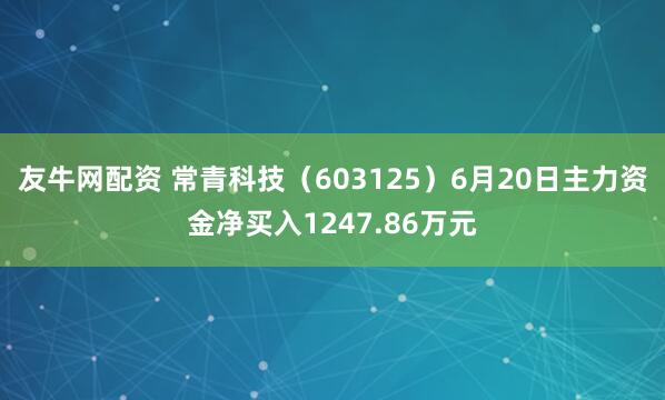 友牛网配资 常青科技（603125）6月20日主力资金净买入1247.86万元
