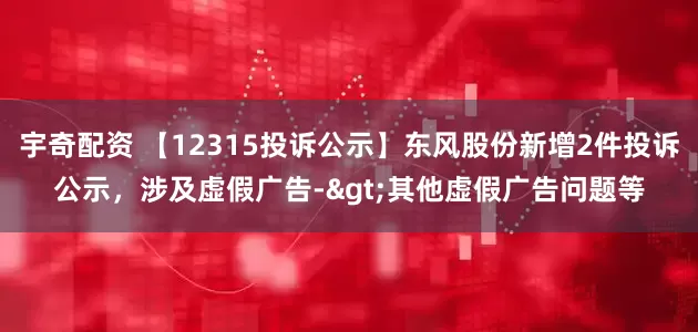 宇奇配资 【12315投诉公示】东风股份新增2件投诉公示，涉及虚假广告->其他虚假广告问题等